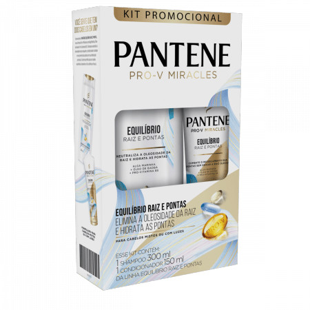 Kit Shampoo e Condicionador Pantene Equilíbrio Raiz e Pontas 300ml+150ml