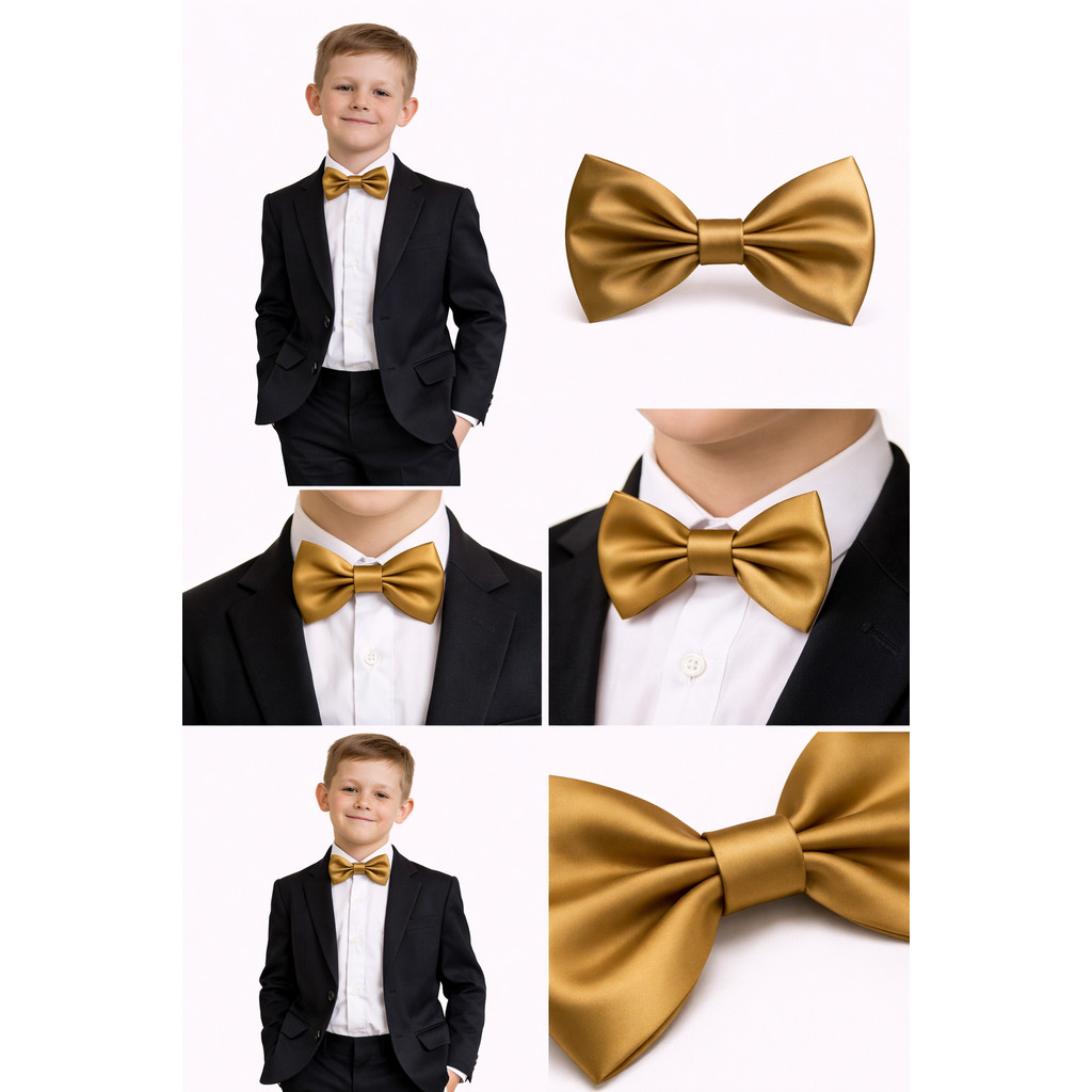 Gravata Borboleta Dourado Com Regulador Infantil MP247