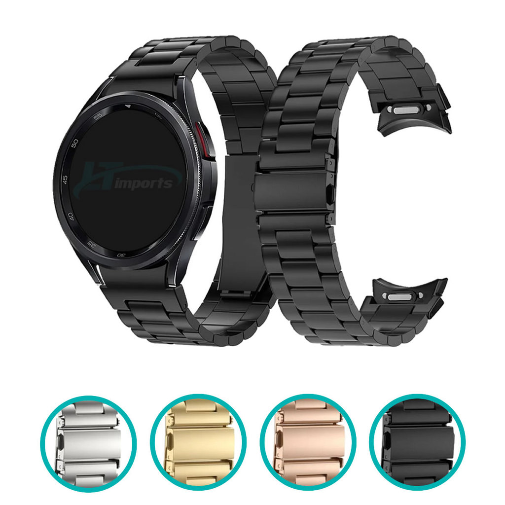 Pulseira One-Click Metal Aço 3 Elos LTIMPORTS P/ Samsung Galaxy Watch 7/6/5/4/FE