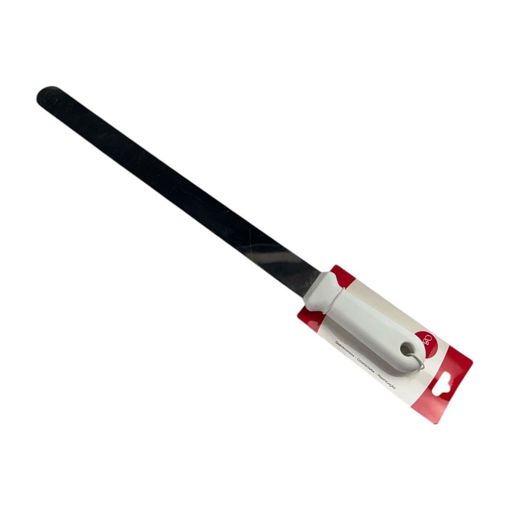 ESPÁTULA RETA ESG-40 4,1x2,2x51,7CM ALUMÍNIO 40CM CABO BRANCO CONFEITARIA PROFISSIONAL