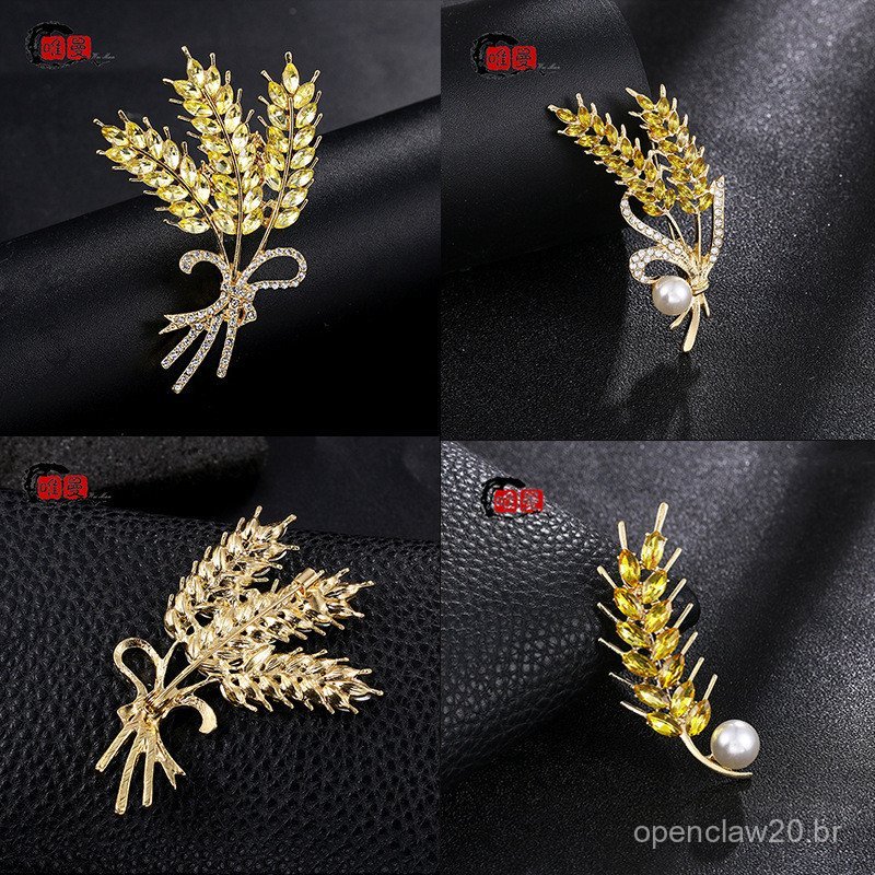 Broche em forma de espiga de trigo dourada, acessório de vestuário versátil de alta qualidade, requintado broche feminin