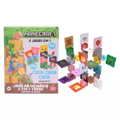 Jogo da Memória 2 em 1 Torre Minecraft 48 Peças Caixa Leo&Leo Leonora - 10657