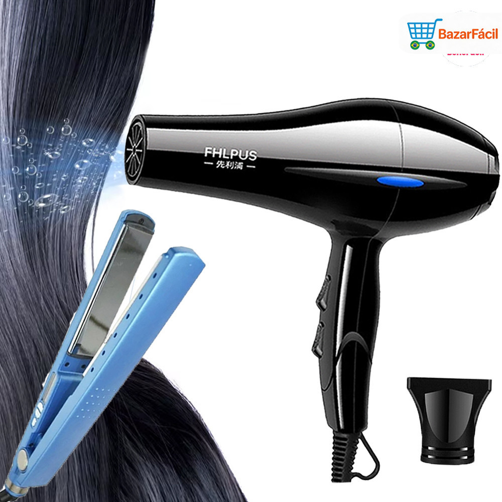 Kit Chapinha Nano Titanium + Secador - 110 / 220V para Cabelos Lisos