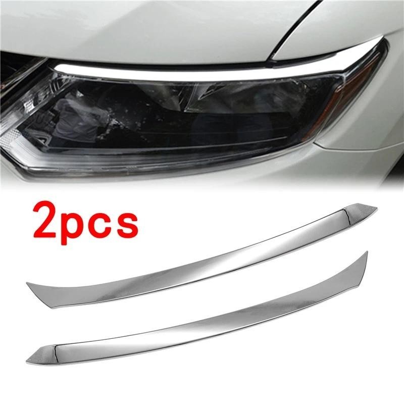 2 Pçs Farol Dianteiro Do Carro Sobrancelha Capa Guarnição ABS Cromo Prata Adesivo Acessórios Para Nissan XTrail X-Trail