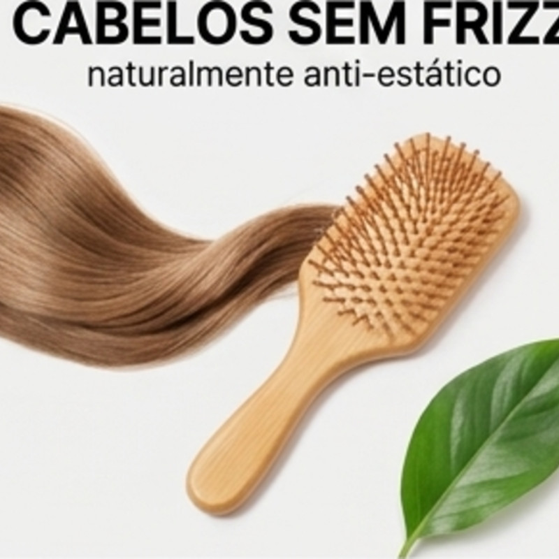 Escova de Cabelo Bambu Antiestática com Massageador