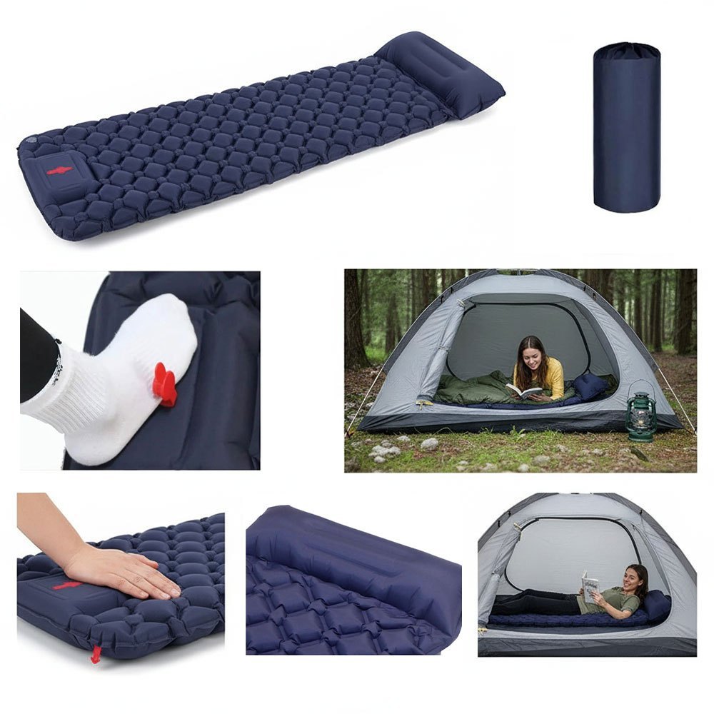Almofada inflável ao ar livre EAFC Almofada de dormir para acampamento com função inflável para pés Tapete de almoço inf