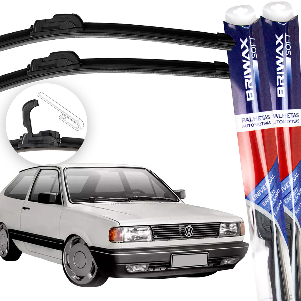 Jogo Palhetas Limpador Parabrisa Vw Gol Quadrado 1980 Á 1995 Gancho Universal