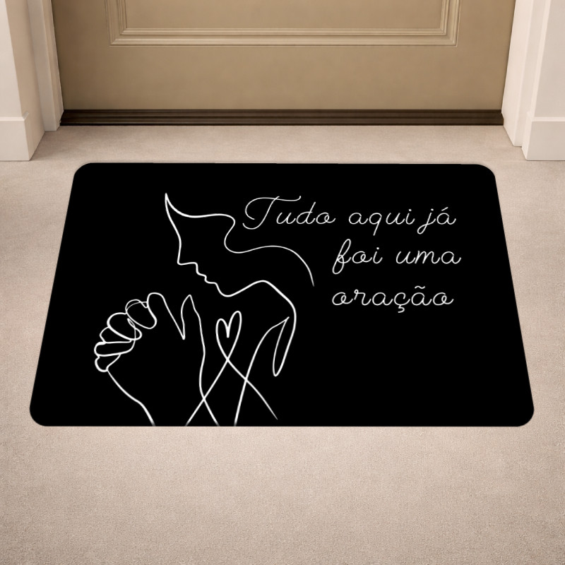 Imagem Tapete de Porta Antiderrapante Biblico, Oração, Cristão, Evangélico 40x60cm