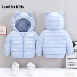 Lovito Kids Casaco Casual De Inverno Com Zíper E Bolso Acolchoado Para Primavera/Verão Manga Longa Azul Para Menino LNL136468
