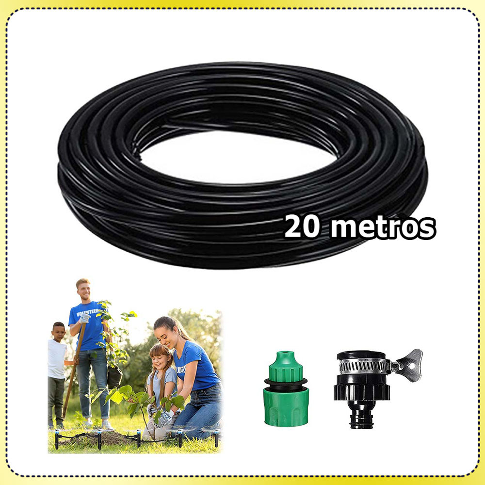 20m Mangueira de irrigação por gotejamento de 1/4" linha de irrigação para jardim conector universal conector lateral