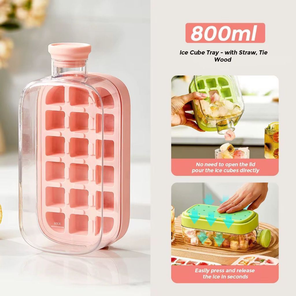 Garrafa Acrílico 500ml/800ml Portátil com Cubos de Gelo para Esportes e Lazer