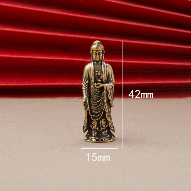Todo o cobre Sakyamuni Buda Pequena Estátua de Buda Amitabha Adoração Segura Estátua de Bronze Guanyin Ornamentos de Bro