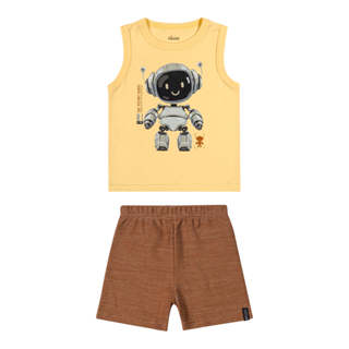 Conjunto Bebê Menino Robô Curto Elian Amarelo em Oferta na Shopee