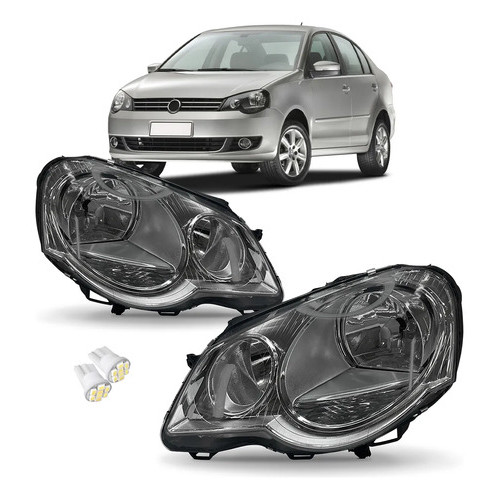 Par Farol Dianteiro Volkswagen Polo 2007 2008 2009 2010 2011 Foco Duplo Cromado