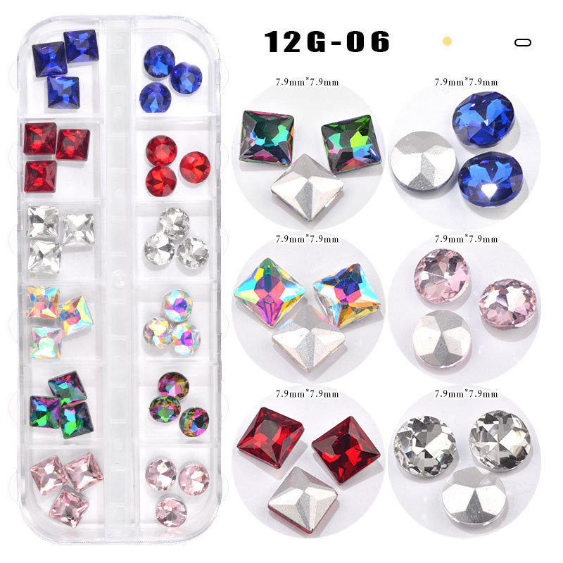 Joias em caixa de Manicure com fundo pontiagudo strass satélite diamante cor mágica diamante gota de água diamante fundo