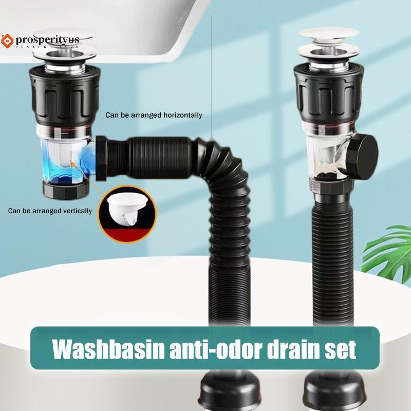 [PPTS] Universal Flip Lavatório De Aço Inoxidável Pia Tubo De Drenagem De Parede Cozinha Acessórios De Banheiro Anti Odo