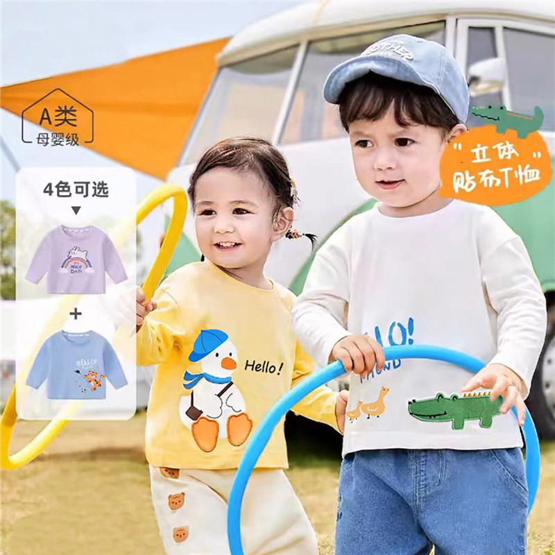 Camiseta de bebê de manga comprida camisa de fundo primavera moletom de algodão puro bebê menino criança topo primavera 