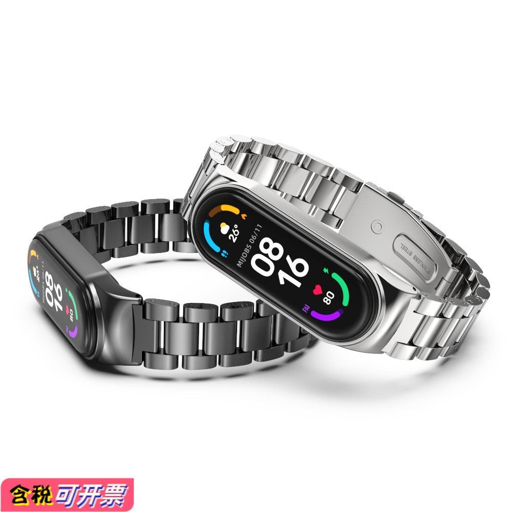 Compatível com Xiaomi Mi Band 10 9 8, pulseira de metal Mi 765, pulseira univers