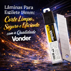 Lâmina estilete largo 18,0mm Tubete com 10 Peças - Vonder