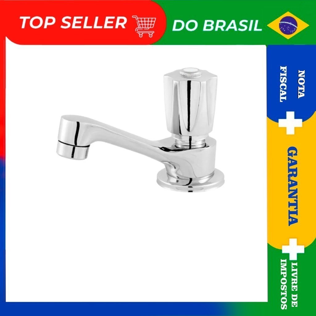 Torneira Lavatorio Banheiro Mesa Metal Bica Baixa C-50  1/4 Volta Bancada