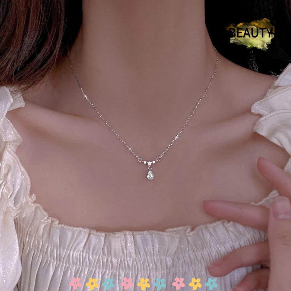 BEAUTYHOMEBR Corrente De Clavícula Simples , Forma Geométrica Estilo Romântico Colar De Gota De Água Requintado ,