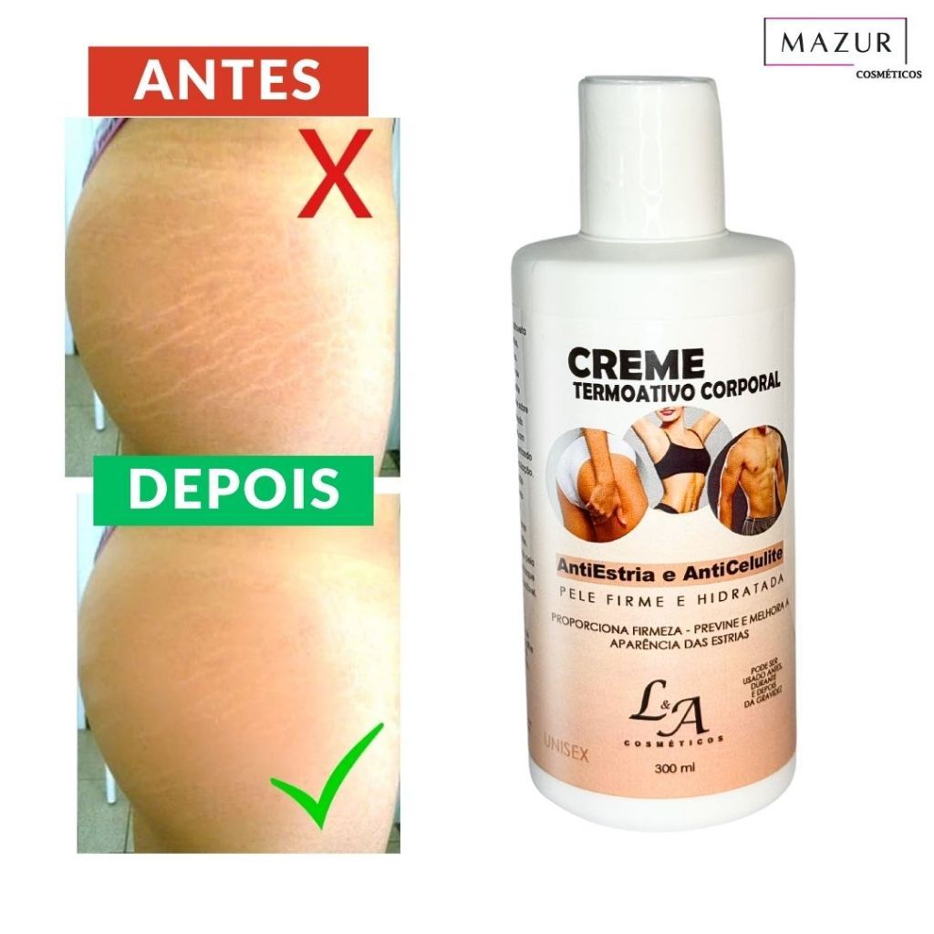 Creme Termoativo Corporal – Redutor de Medidas, Anticelulite e Anti-Estrias com Ação Firmadora 300g