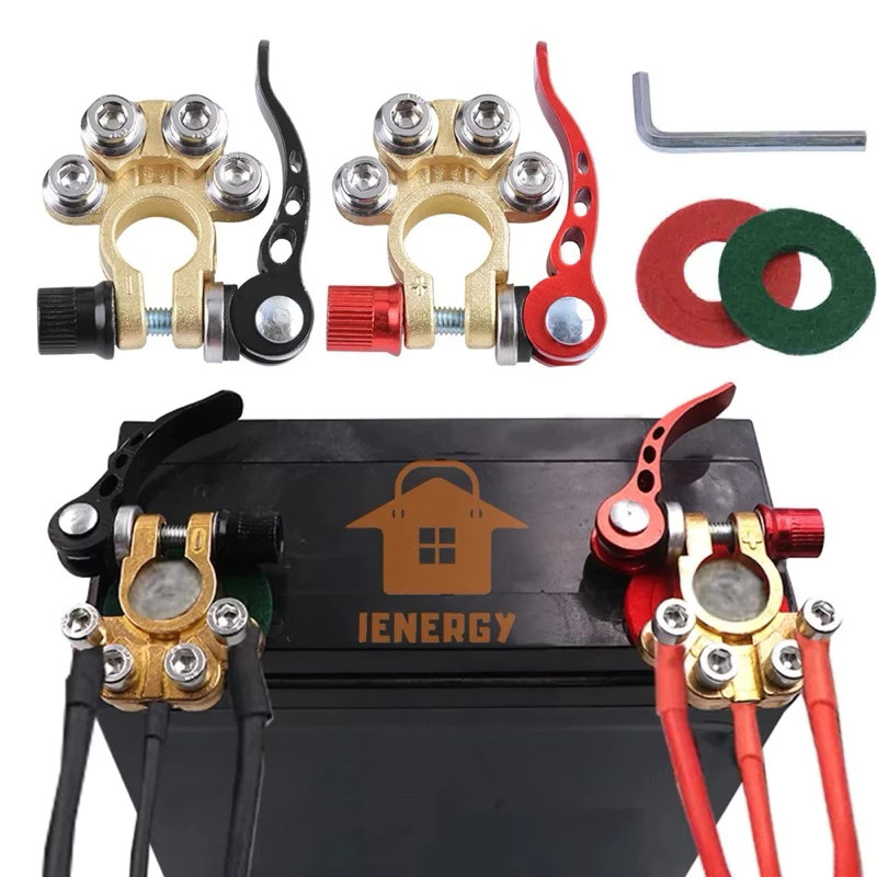 Automotivo Terminais De Bateria Conector Positivo Negativo Cabo Braçadeira Carro Caminhão Van Universal