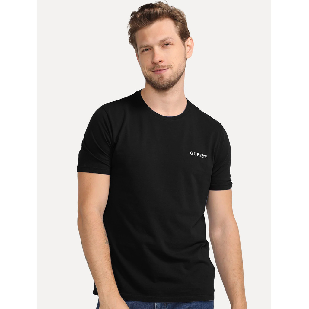 Camiseta Guess Original Masculina Small Silk Logo Preta