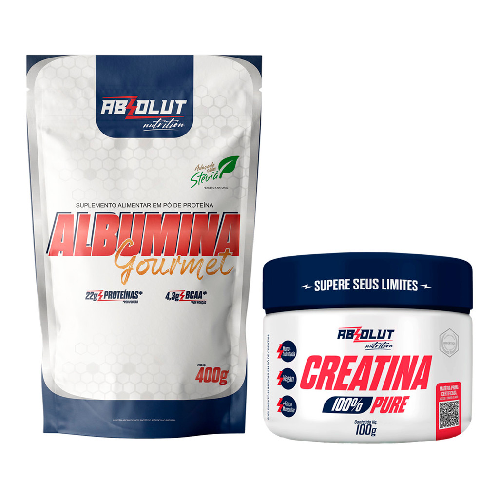 Kit Albumina Em Pó 400g + Creatina Monohidratada Pura 100g Absolut