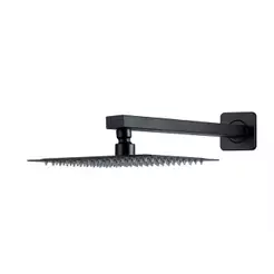 Ducha Chuveiro 20Cm Com Braço 40Cm Aço Inox 304 Mundaú Pingoo - Preto