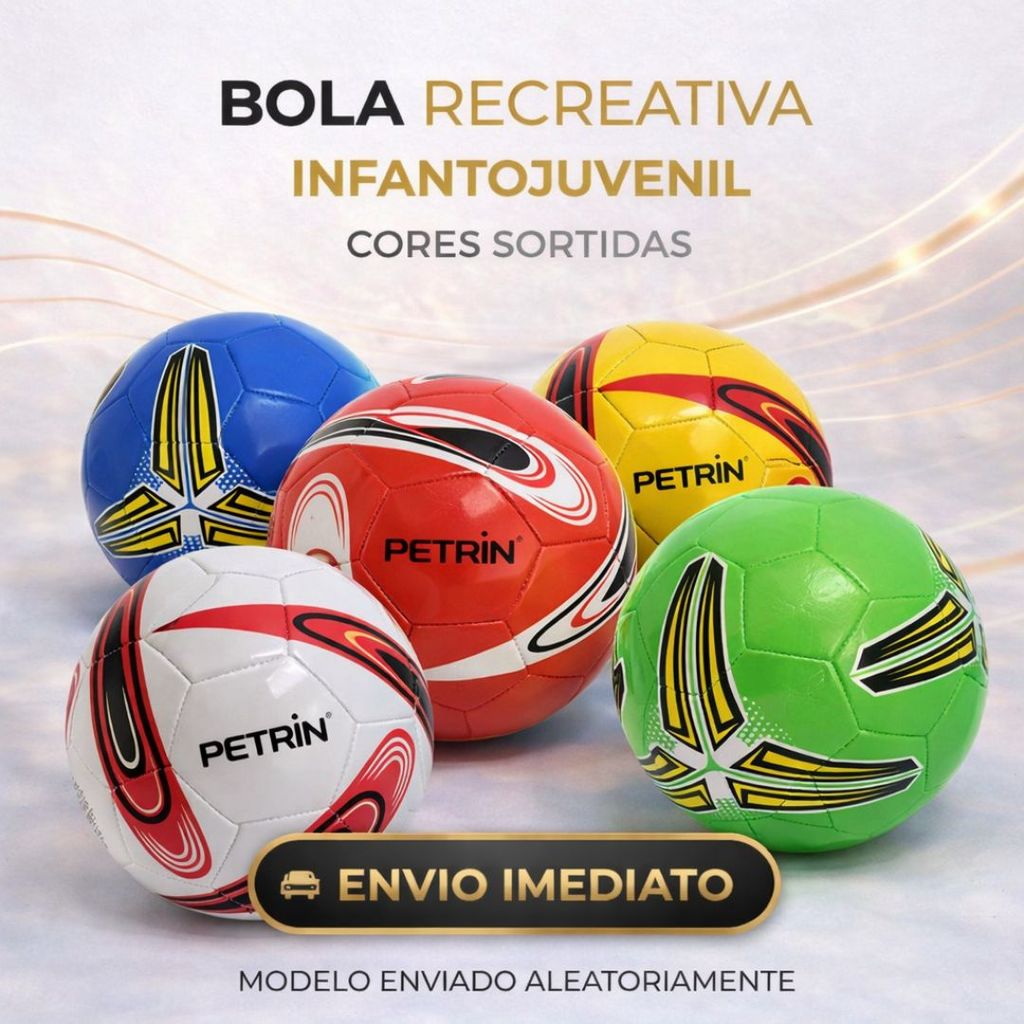 Bola Futebol Campo Nº 5 Costurada PVC Cores Variadas Treino E Jogo Oficial KIT Bola + Bomba