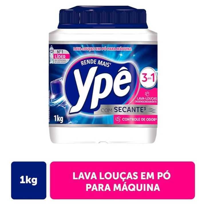 Detergente Ypê em Pó 1kg para Máquina Lava-Louças com Controle de Odores