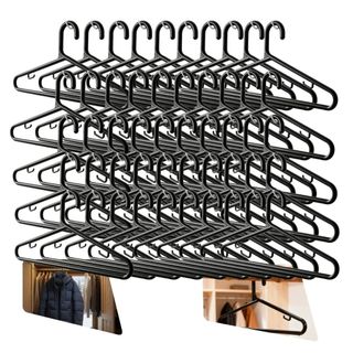 Kit 50 Cabide Preto 12mm Super Resistente Não Puxa Fios Ideal para Roupas Pesadas Durável e Antiderrapante
