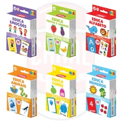 KIT 6 EM 1 DO JOGO EDUCA GGB BRINQUEDOS EMOÇÕES FRUTAS E LEGUMES ALFABETO ANIMAIS CORES NÚMEROS