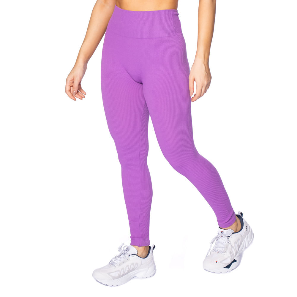 Legging Feminina The Style Box Canelada Sem Costura Roxo em Oferta na Shopee