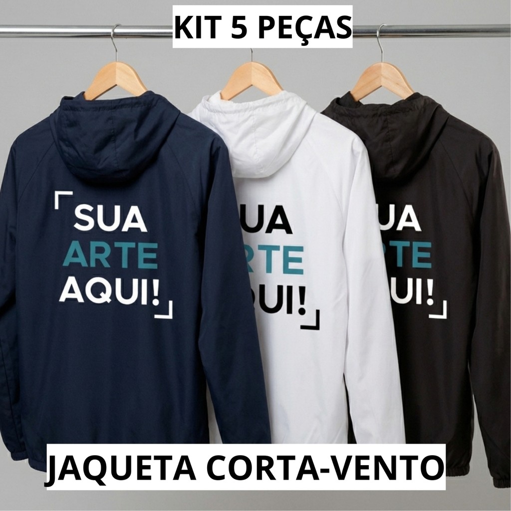 Kit 5 Jaqueta Corta Vento Impermeável Personalizada Capuz