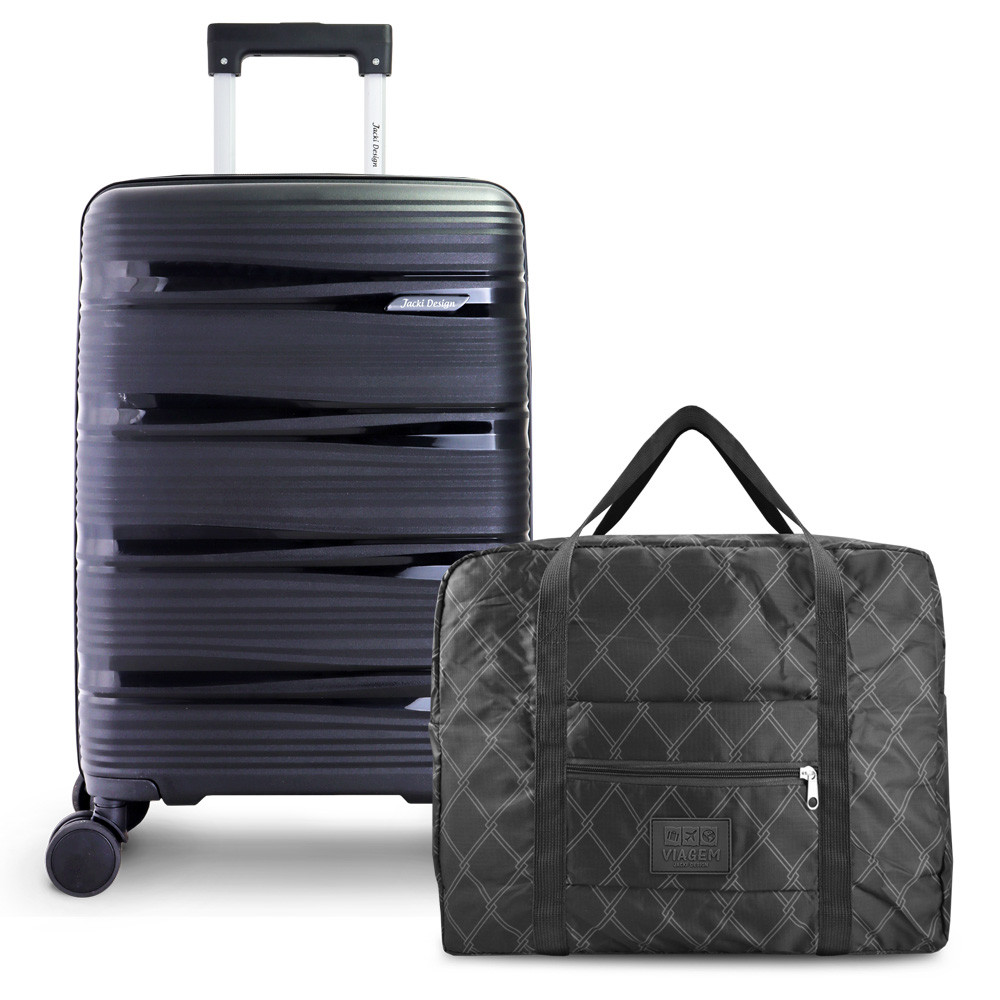 Kit Viagem 2 pçs - Mala de Bordo e Bolsa Dobrável Essência