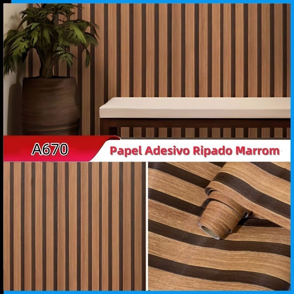 Papel de Parede 3D Adesivo Autocolante Decorativo 5 Metros Para Sala Ripado Amadeirado Madeira Escuro Para  Autoadesivo em Oferta na Shopee
