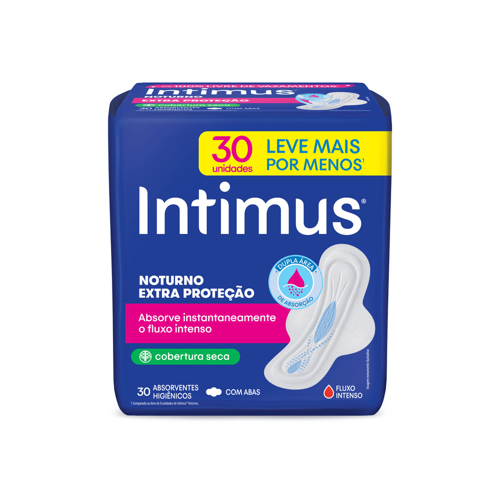 Absorvente Intimus com Abas Noturno Seca Lv+ Pg- c/30un