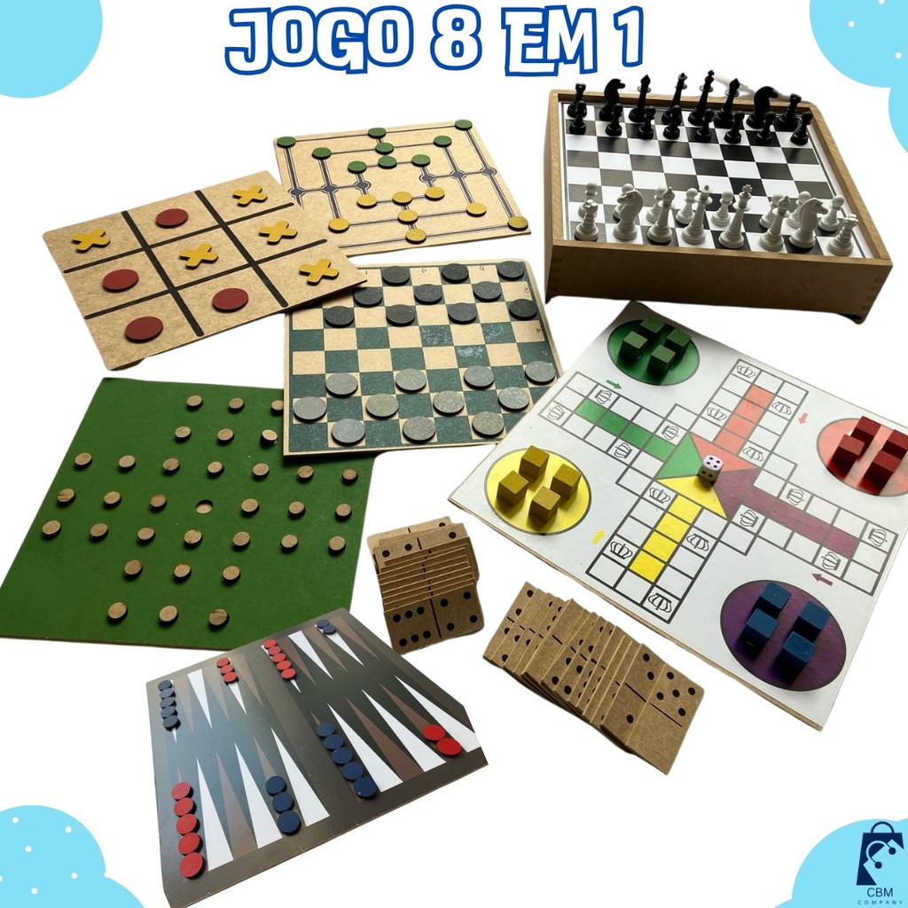 Jogo De Tabuleiro 8 Em 1 Gamão, Ludo, Xadrez, Dama, Resta 1, Trilha, Dominó, Jogo da Velha - ENVIO RÁPIDO em Oferta na Shopee