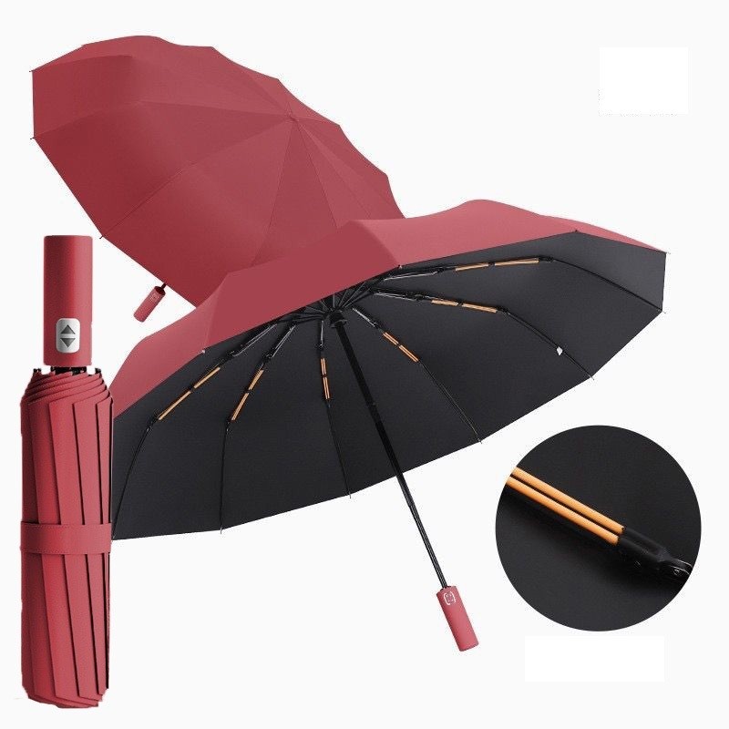 12 Hastes Guarda Chuva Automático Sombrinha Grande Proteção Solar UV Reforçado Dobrável 4 Cores