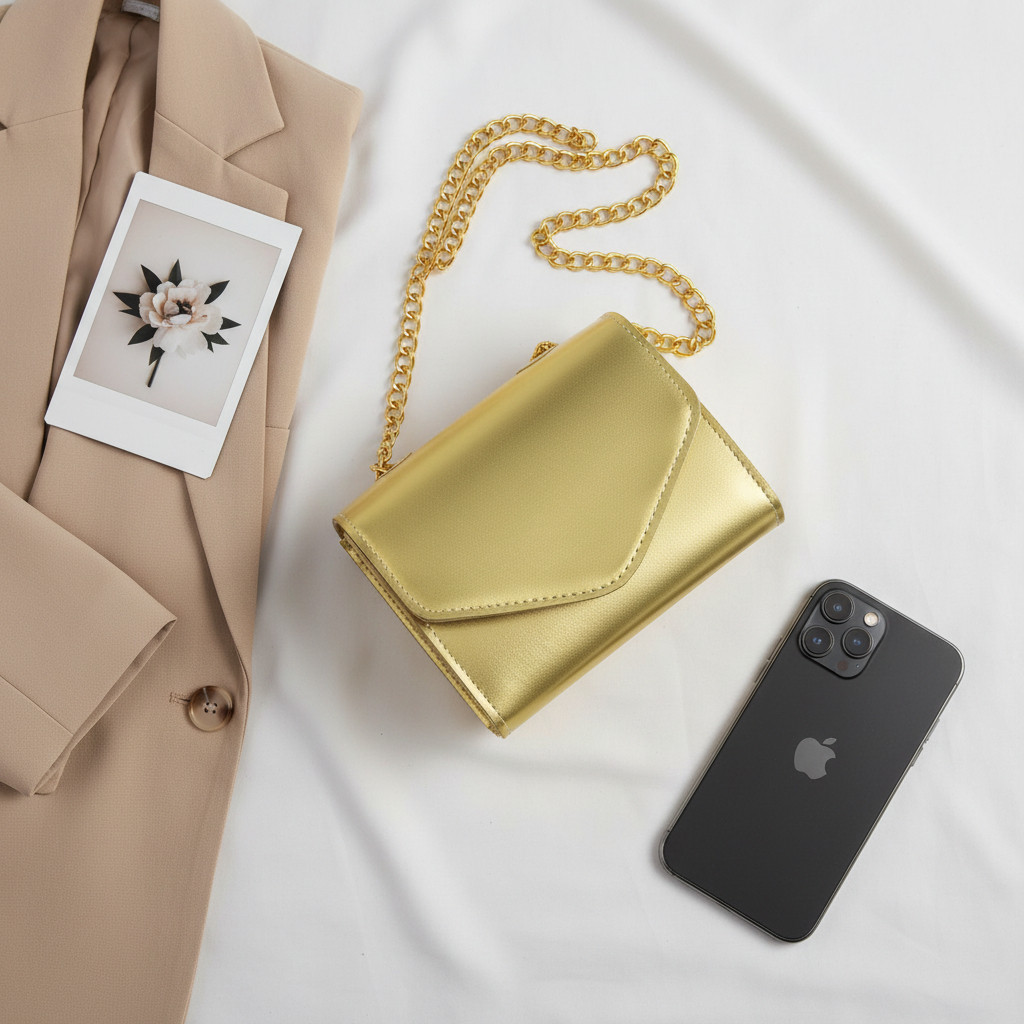 Bolsa Feminina Pequena Metalizada de Alça Corrente Dourada Frete Gratis em Oferta na Shopee