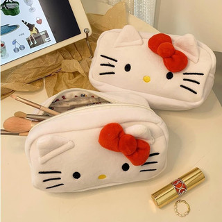 Sanrio Saco De Lápis Hello Kitty Grande Capacidade Estojo Portátil Anime De Maquiagem Fofo Material Escolar Para Meninas