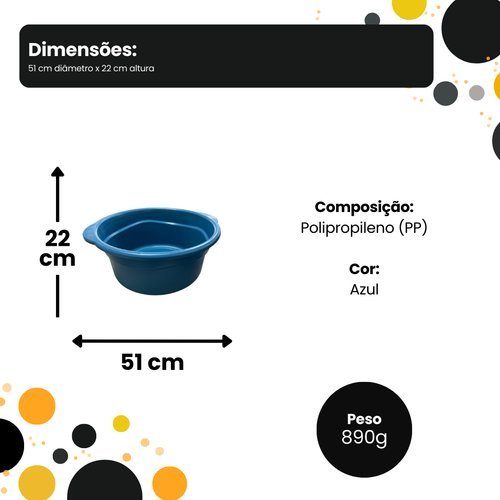 Tina Circular Plástica 35 Litros Azul Durável Multifuncional Casa Jardim BACIA