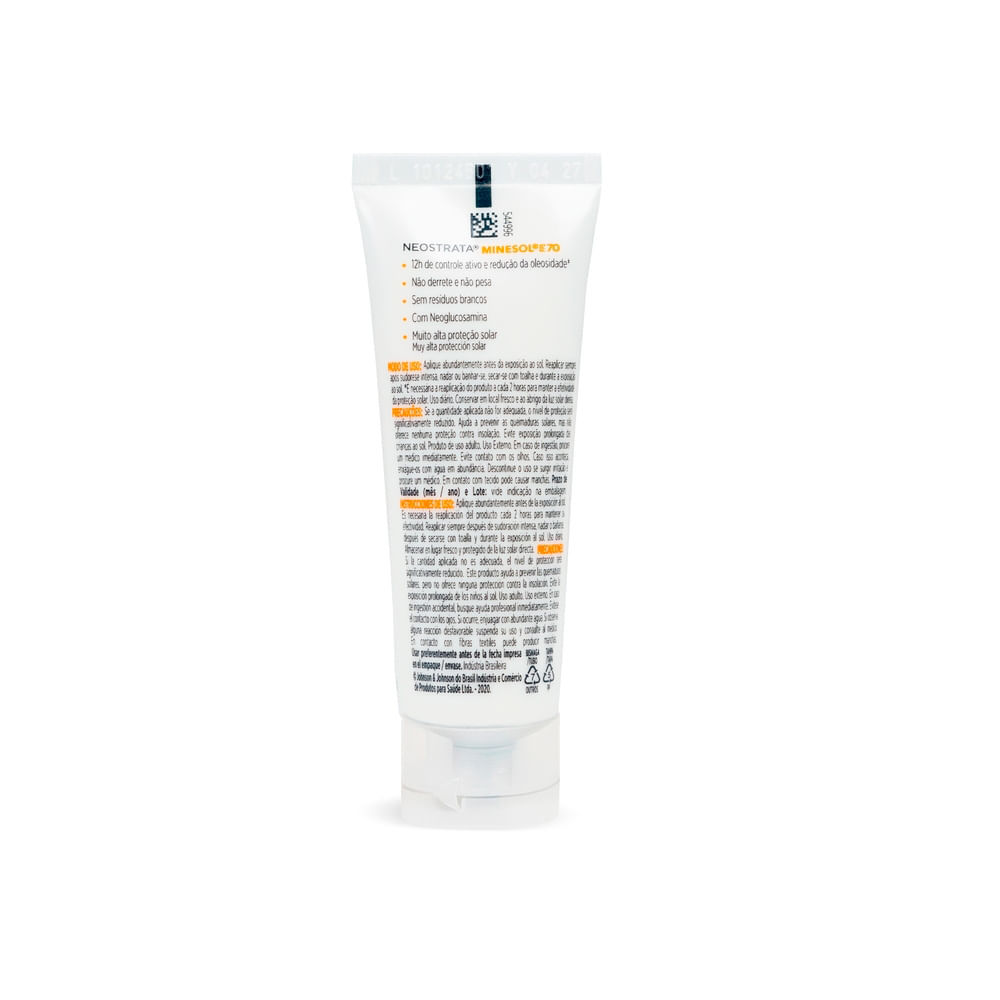 Detalhes do Protetor Solar Facial NeoStrata Minesol Oil Control FPS 70 40g