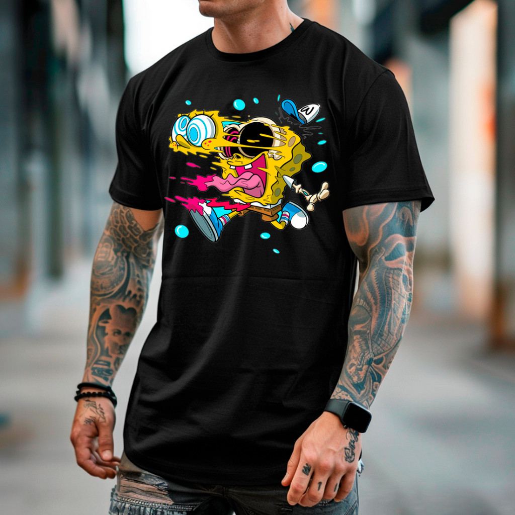 Camiseta Unissex Bob Esponja Olho De Fora Malha Reforçada 100% Algodão Premium Premium Envio Em Até 4 Horas Envio Relâmp