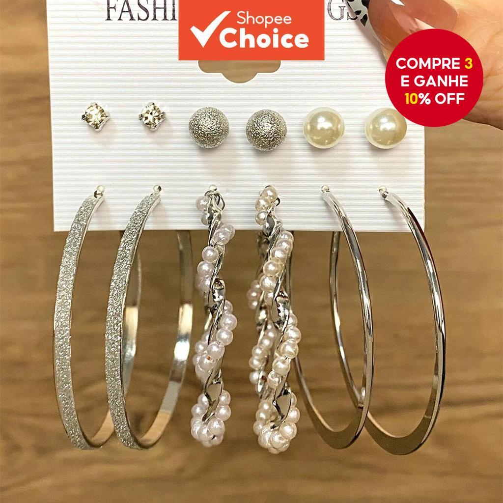6 Peças De Brincos Incrustados De Pérolas Para Mulheres – Conjunto De Joias Elegantes Com Aros Franceses Vintage Uso Diá em Oferta na Shopee