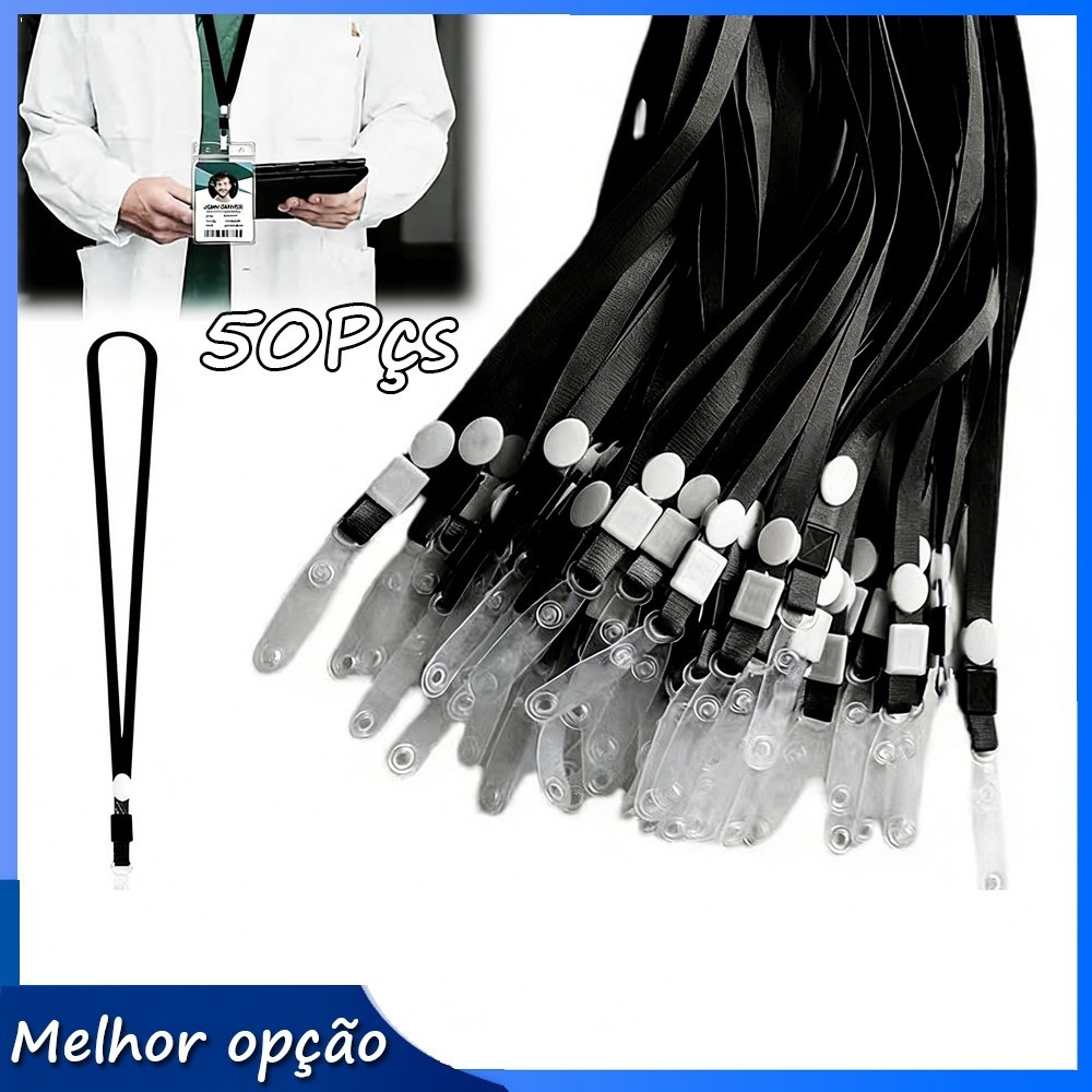 50 Preto cordões de cruzeiro porta-cartão de identificação cordão, cordão de porta-crachá de identificação em Oferta na Shopee
