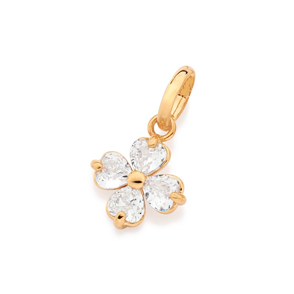 Pingente Rommanel Flor Com Zircônias Banhado A Ouro - 542729