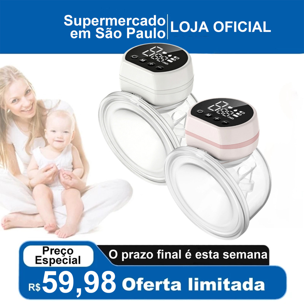 Bomba de Tira-Leite Materno Elétrica | Versão de Mão e Mãos Livres | 3 Modos e 9 Intensidades | Recarregável Silenciosa